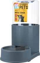 Excellent Pets Water Tower - Voor 3.8 L - Drinkbak - Waterdispenser - BPA-vrij - Anti-slip voetjes - Waterbak - Voor Hond en Kat - Grijs