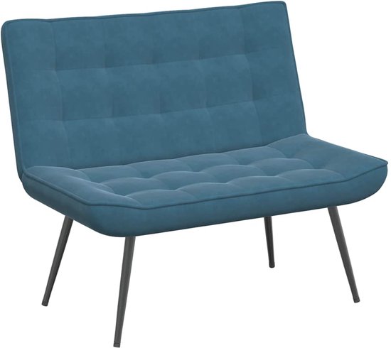 vidaXL Bankje - Fluweel - 110x74x84 cm - Blauw Comfortabele Bank - Fluweel Bank -