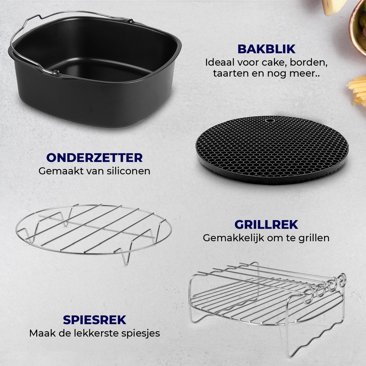 Fentic Airfryer Accessoires – Geschikt voor Airfryer XL en XXL – Met Airfryer Siliconen Bakje – ⌀ 20cm — afbeelding 7