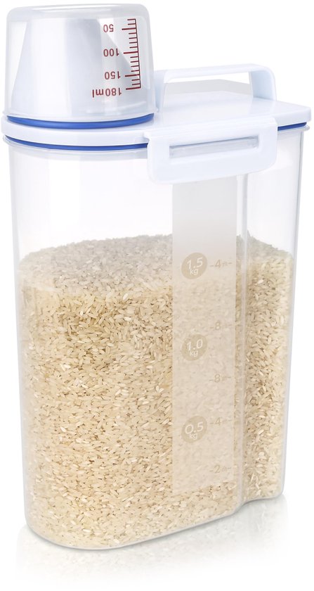 20KG Rijst Opslag Container Granen Droog Voedsel Met Wielen Doos Luchtdichte Vochtbestendige Graan Vaten Pet Food Emmer Met Cup-33x23x25cm-White 20KG Rijst Opslag Container Granen Droog Voedsel Met Wielen Doos Luchtdichte Vochtbestendige Graan Vaten Pet Food Emmer Met Cup-33x23x25cm-White