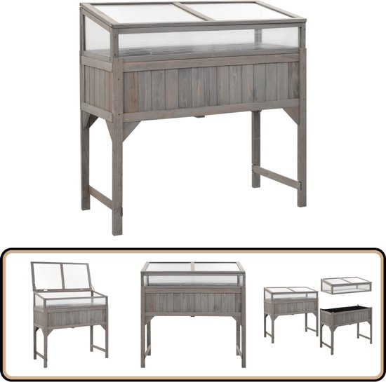 Plantenbak Verhoogd Met Kas 110X54X120 Cm Massief Vurenhout