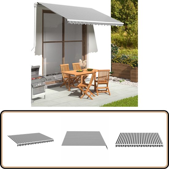 Toile de store vidaXL 3,5 x 2,5 m Anthracite et Wit