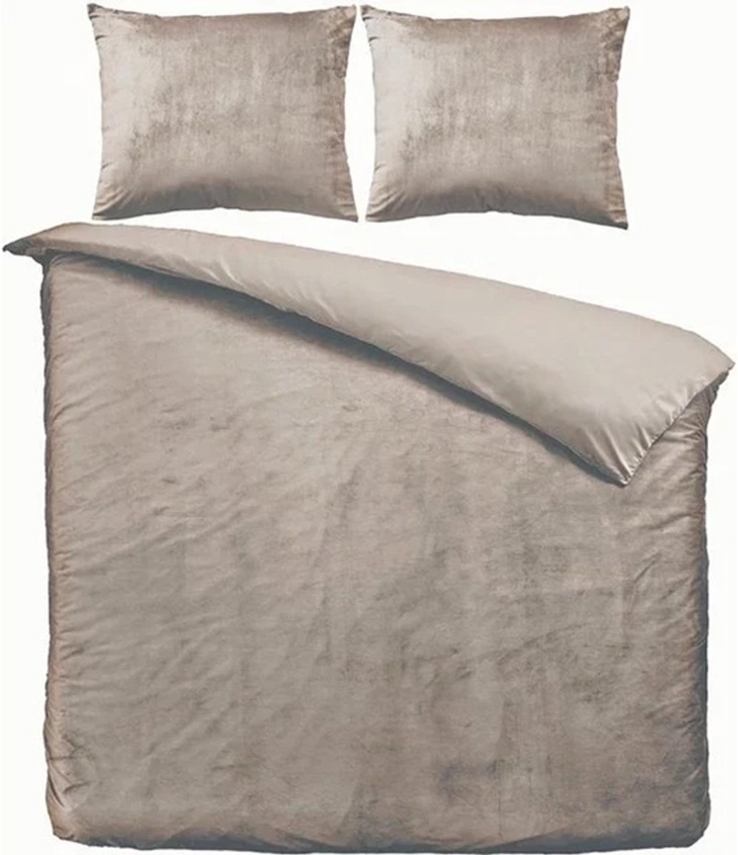 Zavelo Dekbedovertrek Velvet Comfort Taupe-1-persoons (140 x 200/220 cm)
