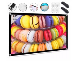 Vizual Projectiescherm - Zenwire - Projectiedoek - 120 inch, 266x149cm - 16:9 - Beamer scherm - Opvouwbaar projectiedoek - Uitrekbaar - Projectiescherm beamer
