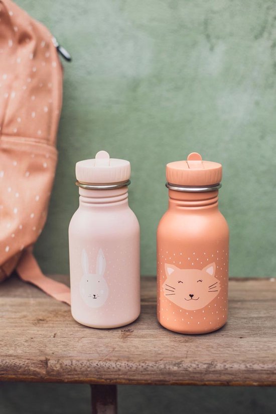 Trixie Drinkfles - Mrs. Rabbit - RVS Waterfles voor kinderen - 350ml - Lekvrije Fles - Roze