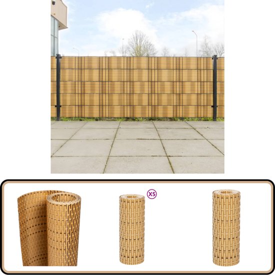 Balkonscherm 1000x90 cm poly rattan bruin en zwart kopen