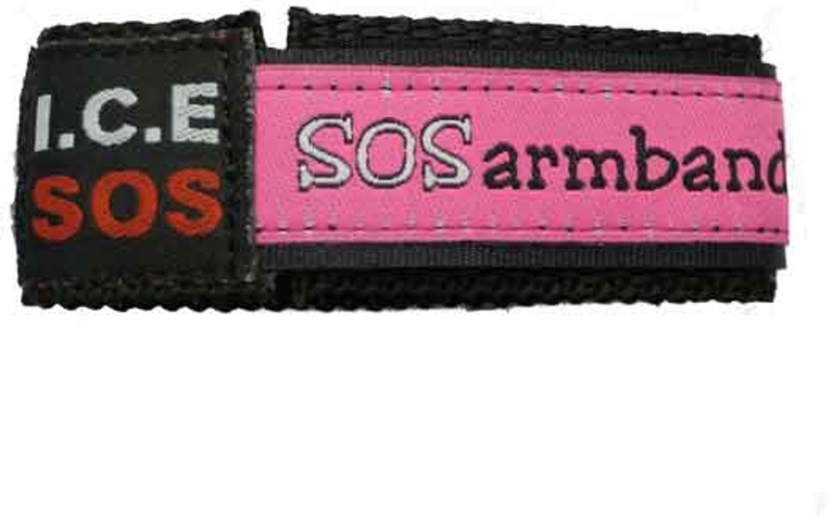 ICE SOS armband roze LARGE (vanaf 12 jaar en ouder) IDSOLUTION