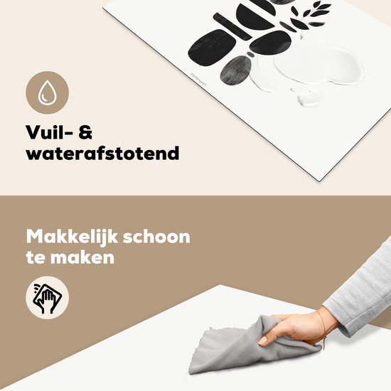 KitchenYeah® Protection plaque induction 95x50 cm - Japandi - Noir - Abstrait - Protege plaque de cuisson - Couvre plaque induction - Protecteur d'induction - Cuisine