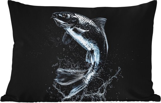 Buitenkussens - Vis - Koi - Zwart - Water - 60x40 cm - Weerbestendig