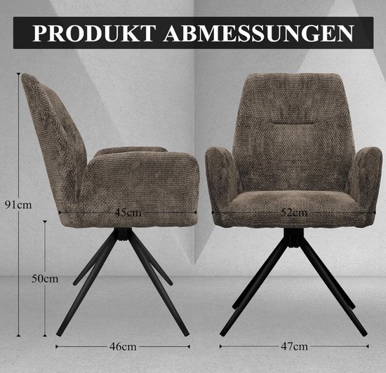 chairus Gestoffeerde eetkamerstoelen Set van 2 Linnen