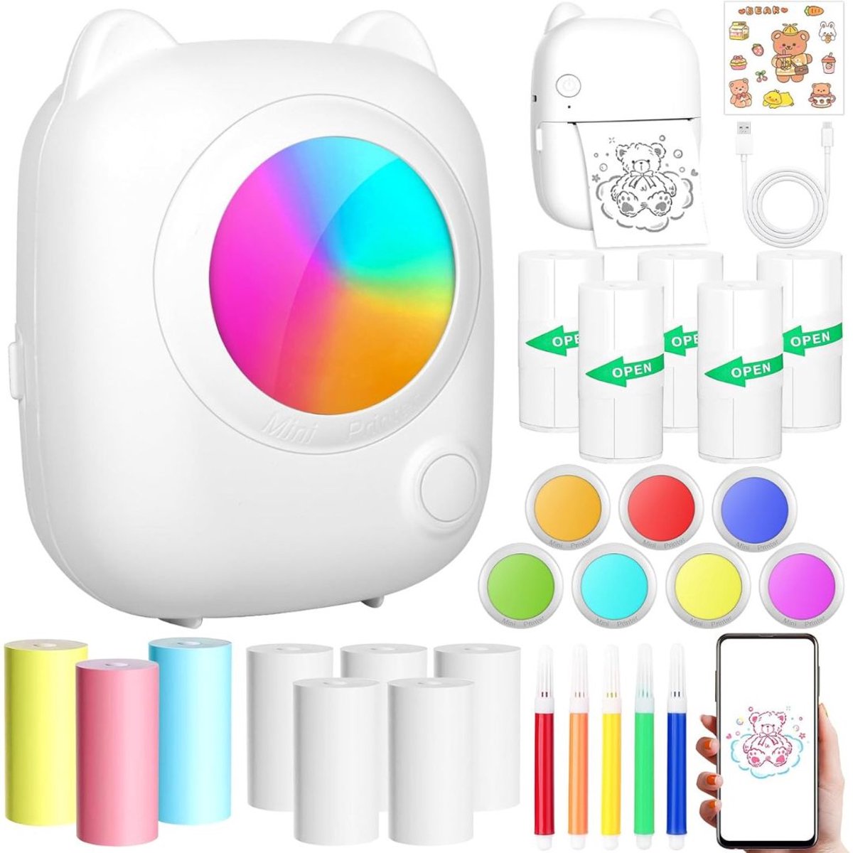 "Zylo® Fotoprinter voor Smartphone - Fotoprinter - Polaroid Printer Smartphone - Wit - 10x9x5cm "