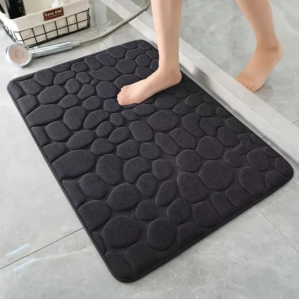 Antislip mat - Badkamer mat - 3D Antislip - Badmat - Vloermat - Deurmat - Machine wasbaar - Sneldrogend - Water opneembaar - Milieuvriendelijk - Badkamer - Woonkamer - Traag schuim - Comfortabel - Absorbeert water - Zwart