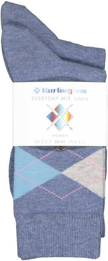 Burlington Everyday 2-Pack gedessineerd katoen multipack sokken dames blauw - maat 36-41
