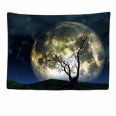 Ulticool - Natuur Volle Maan Nacht Boom - Wandkleed - 200x150 cm - Groot wandtapijt - Poster