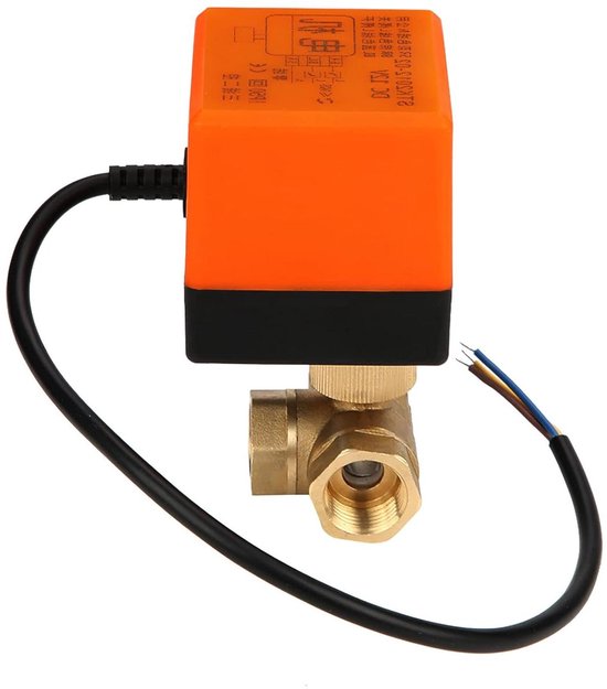 Gemotoriseerde Kogelkraan DN15 G1/2 – Messing, 2-weg, 12V, Voor Ventilatorconvectoren En Airconditioning-waterregeling