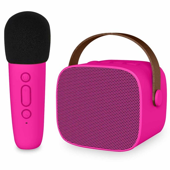 imoshion Karaoke Set voor Kinderen en Volwassenen - Bluetooth Speaker met Draadloze Microfoon - Hot Pink