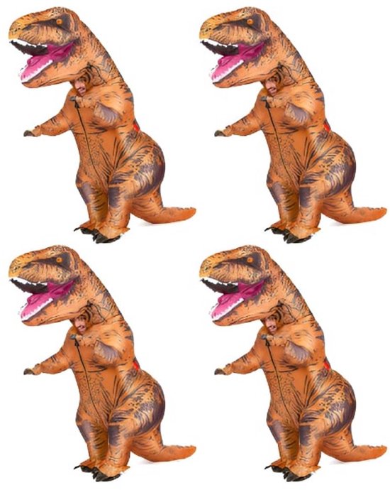 Vivva - 4-Pack - Dino Pak - Opblaasbaar Kostuum - Carry Me Kostuum - Opblaasbaar Pak - Carnaval Kostuum - Carnavalskleding - Dino Kostuum - T-Rex Kostuum - TREXCOS