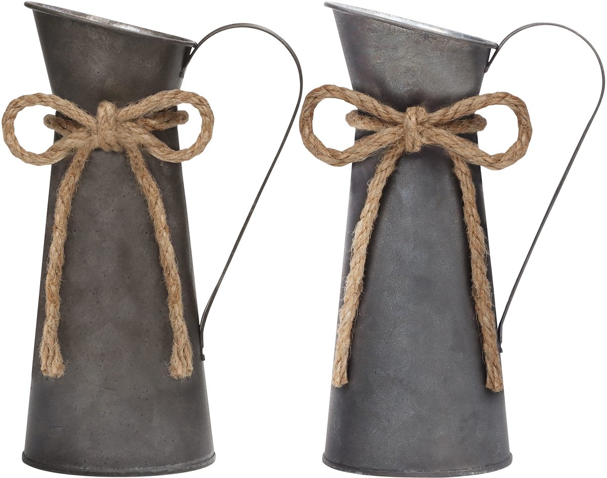 Unyqoos ® Charmante Vintage Metalen Bloemenvazen Set van 2 voor Stijlvolle Huisdecoratie brons, zilver