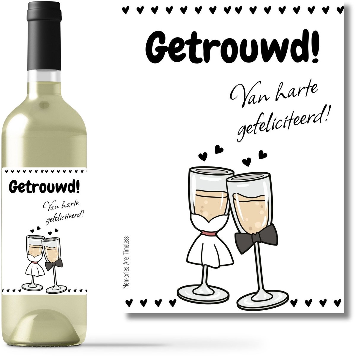 Wijnetiket Huwelijk – Origineel en Feestelijk Cadeau voor Pas Getrouwde Stellen | Wijnlabel Sticker