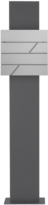 ML-Design brievenbus met krantenvak, lichtgrijs, 37x11x37 cm, gemaakt van roestvrij staal