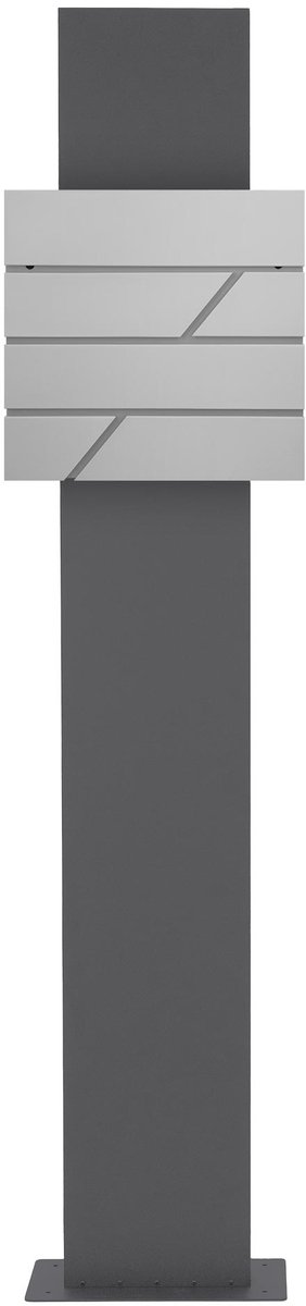 ML-Design brievenbus met krantenvak, lichtgrijs, 37x11x37 cm, gemaakt van roestvrij staal