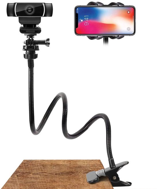 solicitous Webcam-standaard, verbeterde webcam-houder met flexibele zwanenhals en klem, geschikt voor -webcam C920, C922, C930