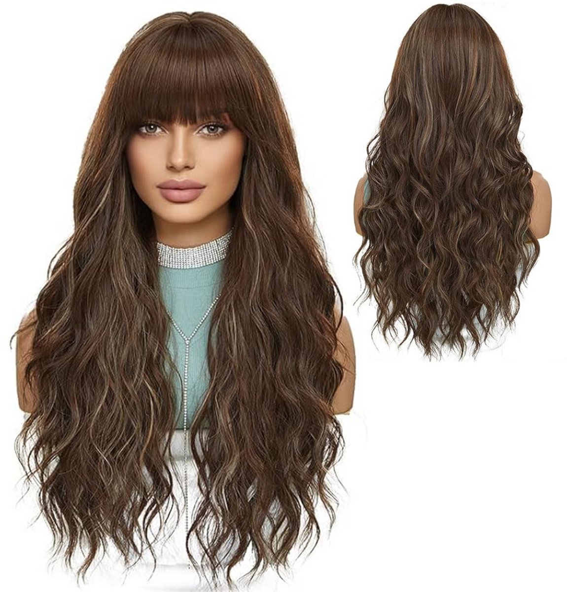 VELTRR® Top Kwaliteit Damespruik – Pruiken Dames - Hair Wig – Lang - Bruin