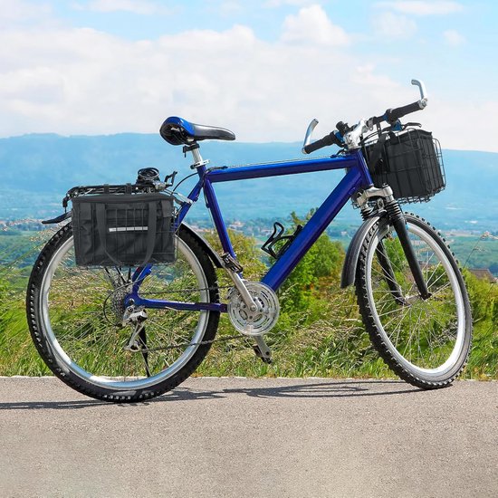 Spesh opvouwbare fietsmand Stalen draad voorkant fietsmand met zwarte PU-voering snelle