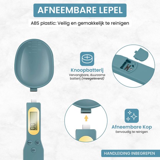 Luqeeg Voedsellepelweegschaal, 500 g/0,1 g, digitale keukenweegschaal, zwarte elektronische doseerlepel met digitaal lcd-display, voor het wegen van specerijen, koffiebonen
