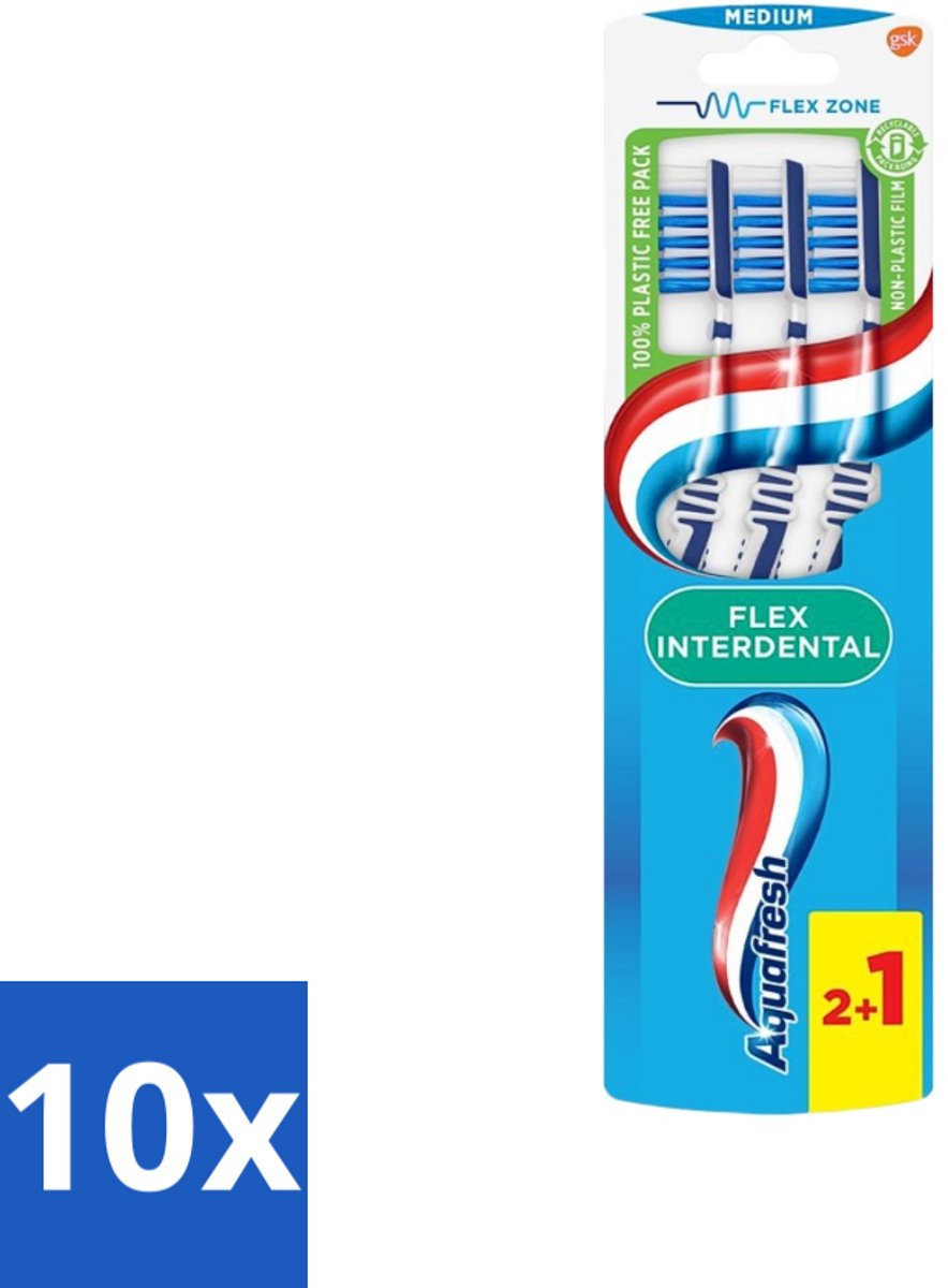 Aquafresh Tandenborstel Flex Interdental Medium 3 stuks per verpakking - Bulkverpakking - 10 stuks