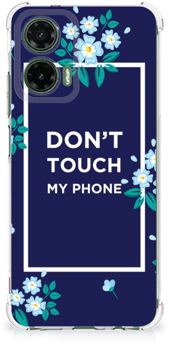 TPU Case Anti-Shock voor Motorola Moto G35 Anti Shock Case Flowers Blue DTMP