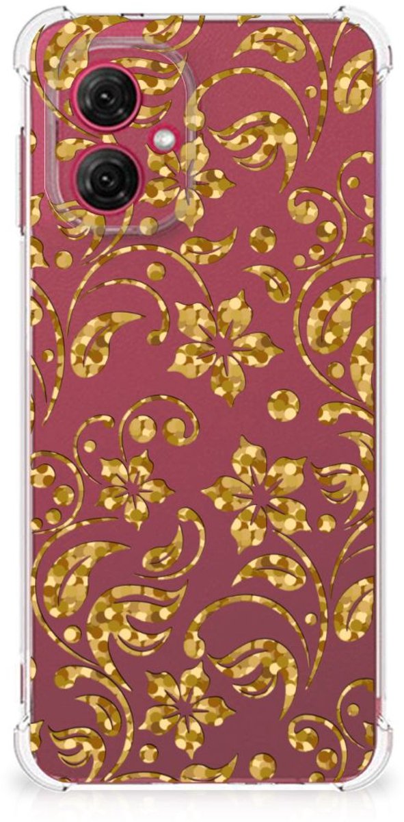 Motorola Moto G55 Case Gouden Bloemen
