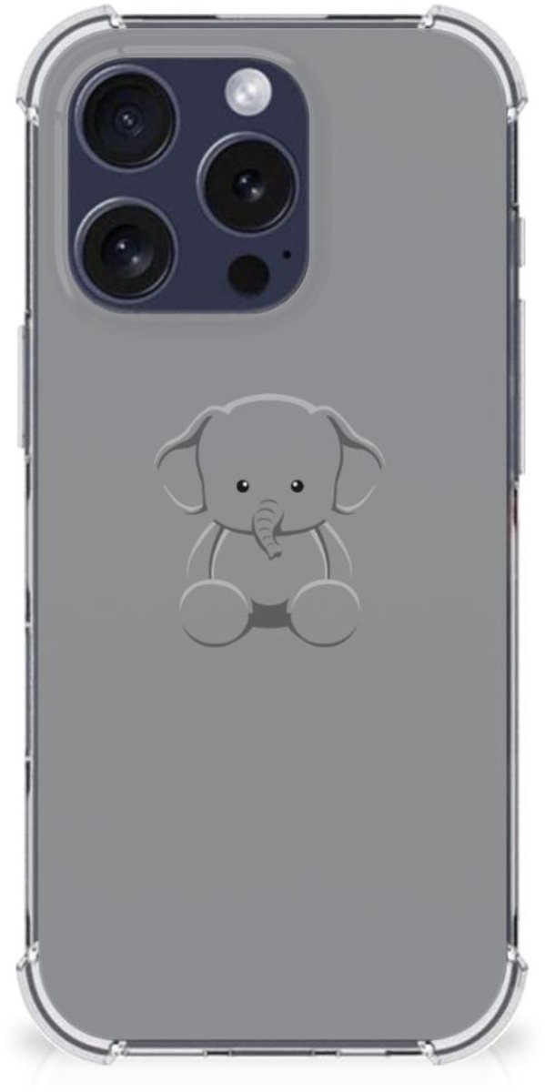 iPhone 16 Pro Stevig Bumper Hoesje Grijs Baby Olifant