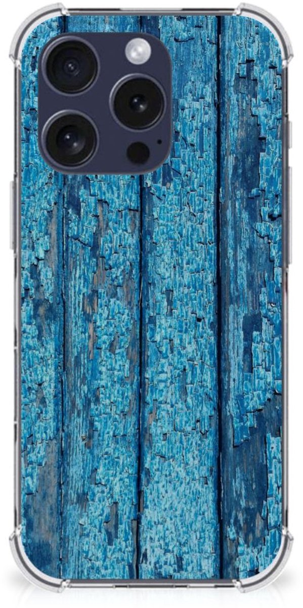 iPhone 16 Pro Stevig Telefoonhoesje Wood Blue