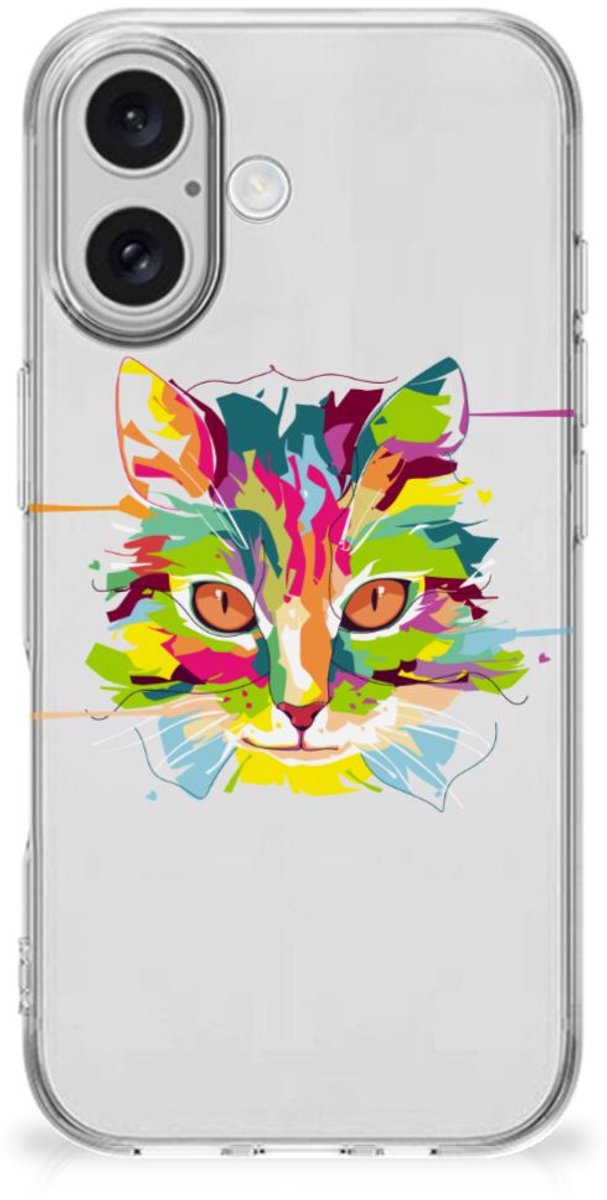 iPhone 16 plus Telefoonhoesje met Naam Cat Color