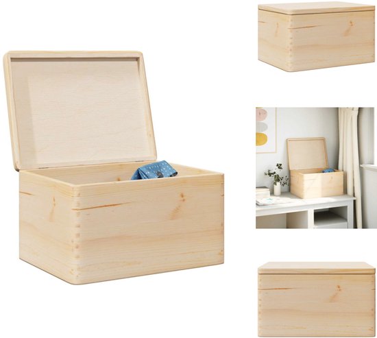 vidaXL Boîte en bois - Caisses en bois - Boîte de rangement en bois - Boîte de rangement - Boîte en bois avec couvercle 40 x 30 x 23 cm Pin massif