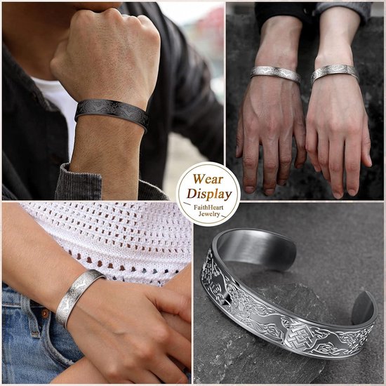 ZoeWei Armband voor heren, zilver, 4 stuks, roestvrij staal, cadeaus voor mannen, Valentijnsdagcadeau voor hem, kleine cadeaus voor man, vriend, papa
