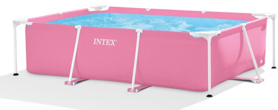 Intex Metal Rectangular Frame opbouwzwembad - rechthoekig - roze L220xB150xH60cm
