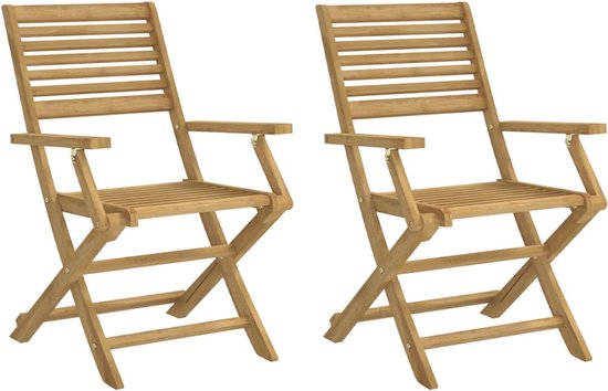VidaXL Tuinstoelen 2 Stuks – Inklapbaar, Massief Eucalyptushout, 5 Standen Verstelbare Rugleuning, Tot 110 Kg, Voor Tuin & Terras