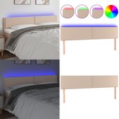 vidaXL Tête de lit LED - Couleur Cappuccino - Tête de lit 160x78 cm - Siècle des Lumières LED - Porte-manteau - Décoration de chambre - Fauteuil marron - Look cuir - Simili cuir