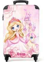 Bol.com NoBoringSuitcases.com® - Kinderkoffer - Kindertrolley - Prinses - Kasteel - Roze - Handbagage koffer lichtgewicht - Reis... aanbieding