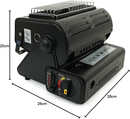 IBBO Shop - Kamping Gaskachel - Buitenkachel - Inclusief 4 Gasflessen - Kachel - Terrasverwarmer - Camping gaskachel - Gas Heater - Verstelbaar - Draagbaar - Zwart — afbeelding 4