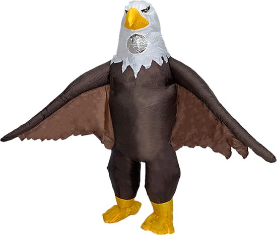 KIMU® Opblaas Kostuum Adelaar - Opblaasbaar Pak - Vogelpak Mascotte Opblaaspak - Opblaasbare Vogel Roofvogel Eagle Volwassenen Dames Heren Halloween