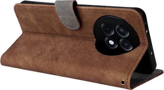 Coverup Hoesje - Geschikt voor OnePlus 13R Hoesje - Coverup Book Case met Koord - Bruin