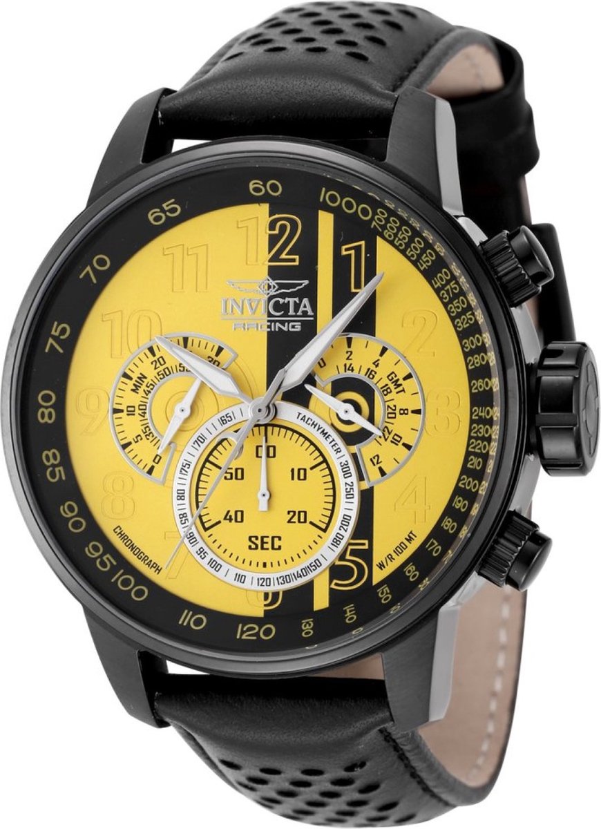 Invicta Invicta Racing 48178 Heren Horloge - Waterdicht - Analoog - Quartz Uurwerk - Roestvrij Staal met Gele Wijzerplaat - 48mm