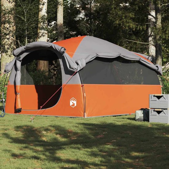 vidaXL Tunneltent - 6-persoons - Waterdicht - Grijs en Oranje Familietent - Tunneltent - Campingtent - Outdoor - Caravan Accessoires van Vidaxl — afbeelding 2
