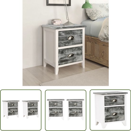vidaXL Nachtkastje met 2 Lades Wit Nacht Kastje Tafeltje Lade Slaapkamer vidaXL Nachtkastje met 2 Lades Wit Nacht Kastje Tafeltje Lade Slaapkamer