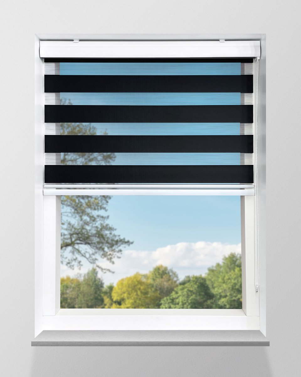Duo Rolgordijn Lichtdoorlatend - Zwart - 115x240cm - Op maat gemaakt