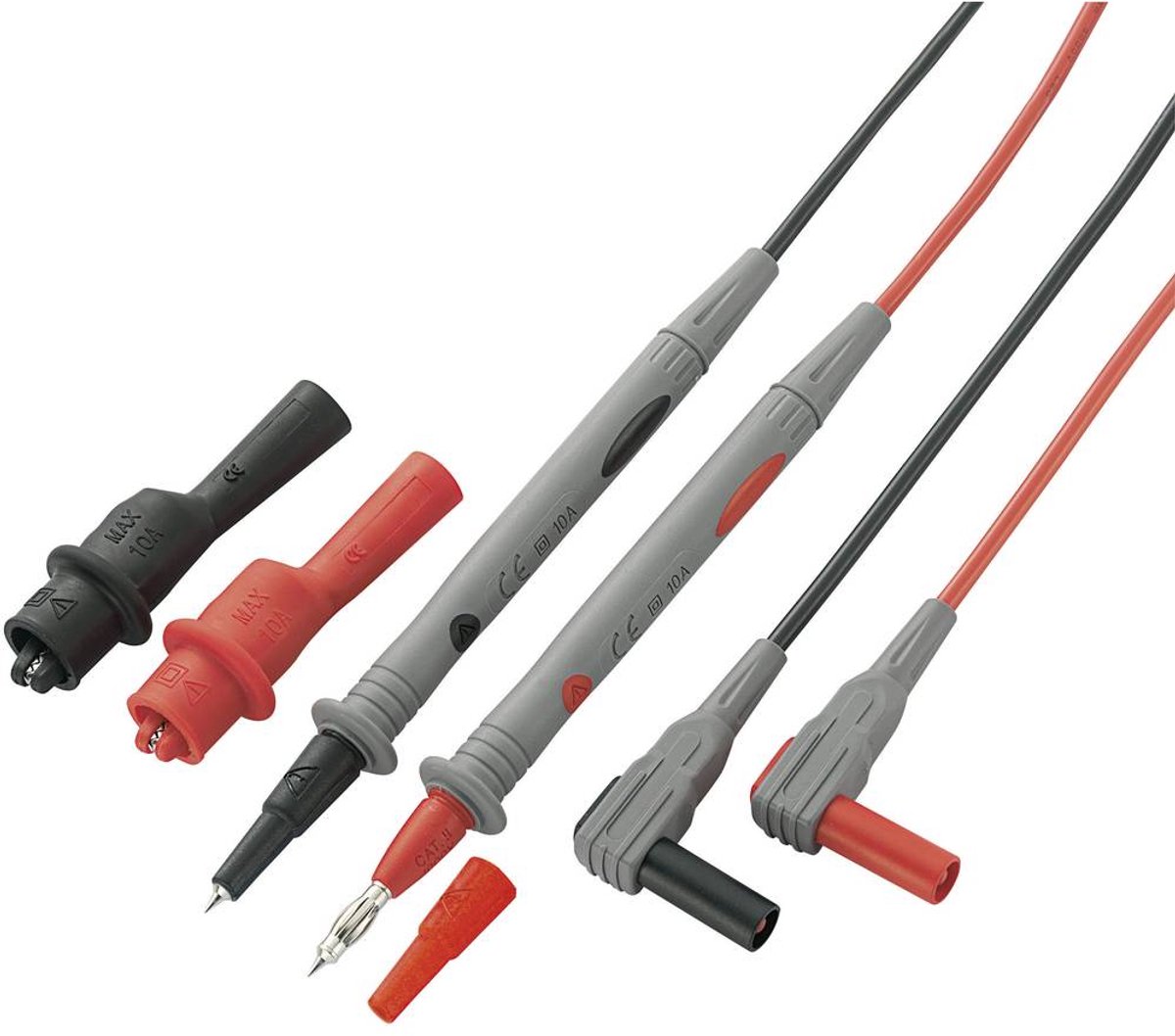 VOLTCRAFT MS-2 Veiligheidsmeetsnoerenset Banaanstekker 4 mm Testpunt Zwart, Rood 1 set(s)