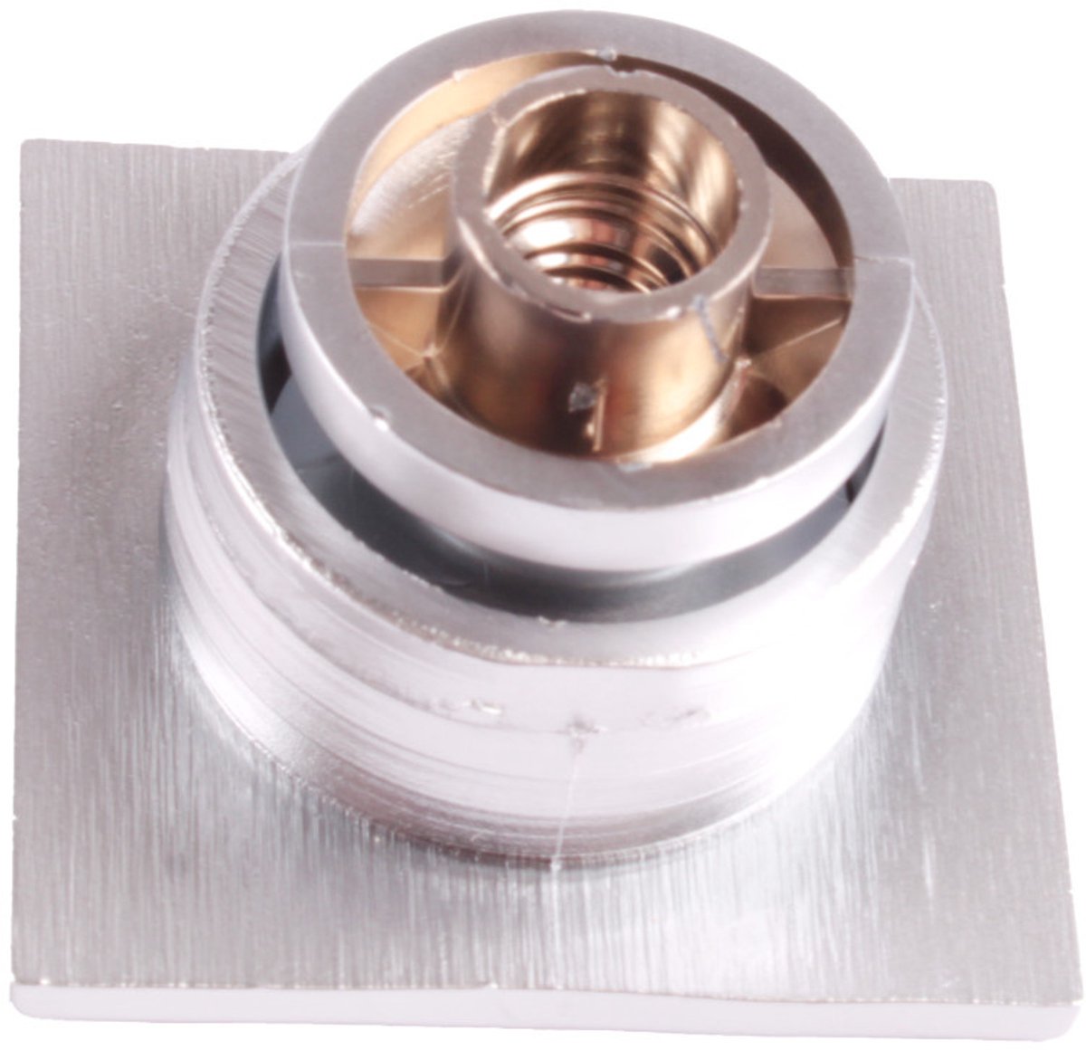 Mini Knop+Ring Vierkant Pushlock Nikkel Mat 2st.